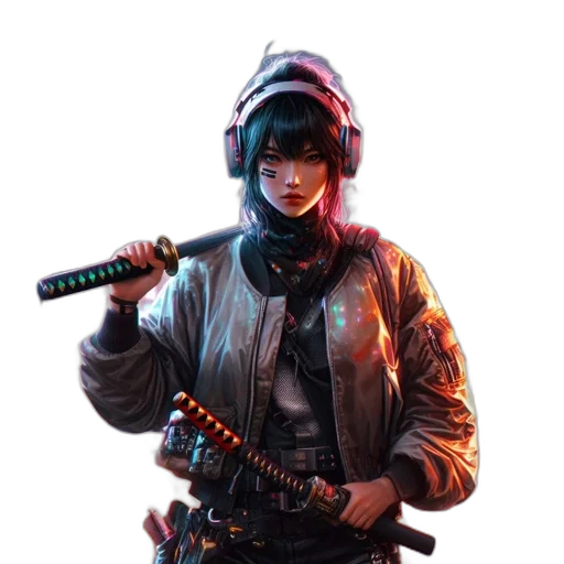 jacket, weapon, staff, sword transparent PNG cut-out