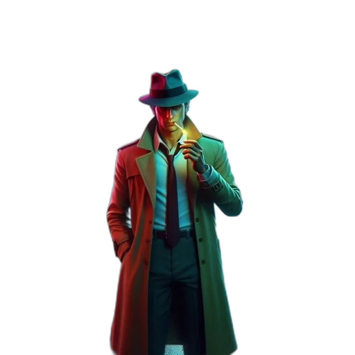 jacket, hat, staff, weapon transparent PNG cut-out