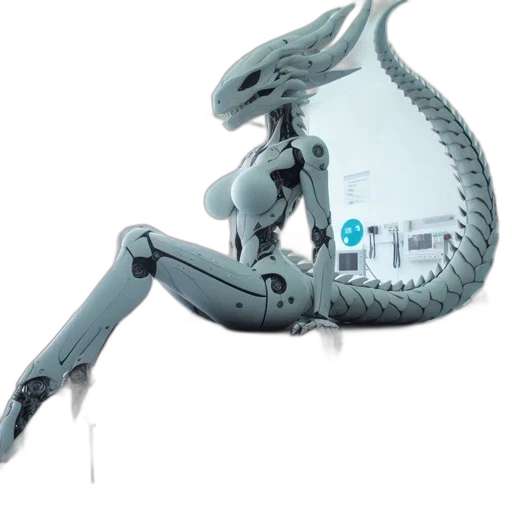 robot, dragon, 3d render, concept art transparent PNG cut-out