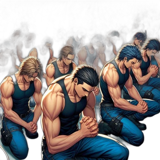 comic book art, concept art, group, animated transparent PNG cut-out