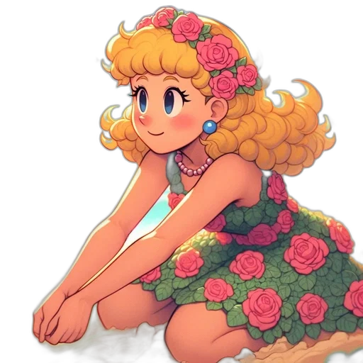 dress, flower, crown, creature transparent PNG cut-out