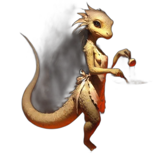 dragon, staff, creature, fantasy art transparent PNG cut-out