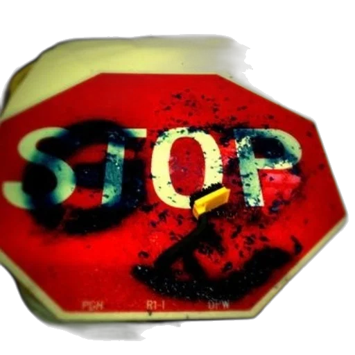 photorealistic, stop, sign, graffiti transparent PNG cut-out