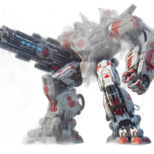 robot, weapon, concept art, 3d render transparent PNG cut-out