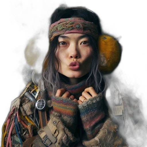 face, jacket, mask, staff transparent PNG cut-out