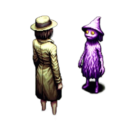 hat, dress, staff, creature transparent PNG cut-out