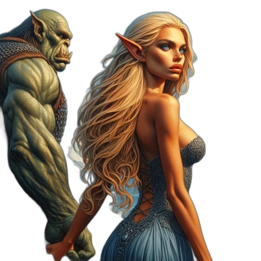 fantasy art, concept art, comic book art, photorealistic transparent PNG cut-out