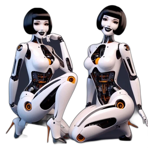 robot, concept art, 3d render, cyberpunk transparent PNG cut-out