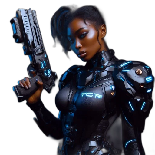 weapon, robot, jacket, staff transparent PNG cut-out