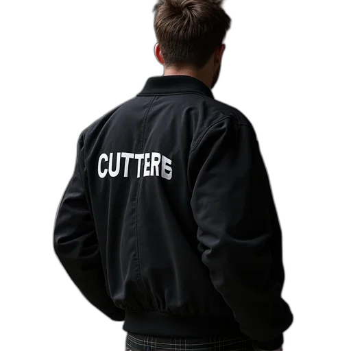 jacket, staff, 3d render, cyberpunk transparent PNG cut-out