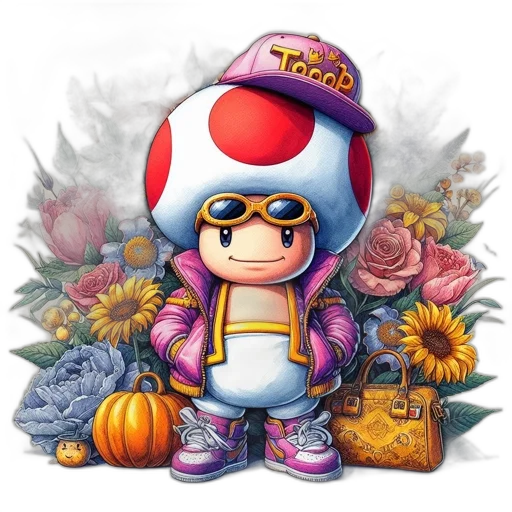 flower, jacket, hat, pixel art transparent PNG cut-out
