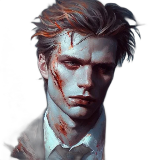 face, concept art, comic book art, photorealistic transparent PNG cut-out