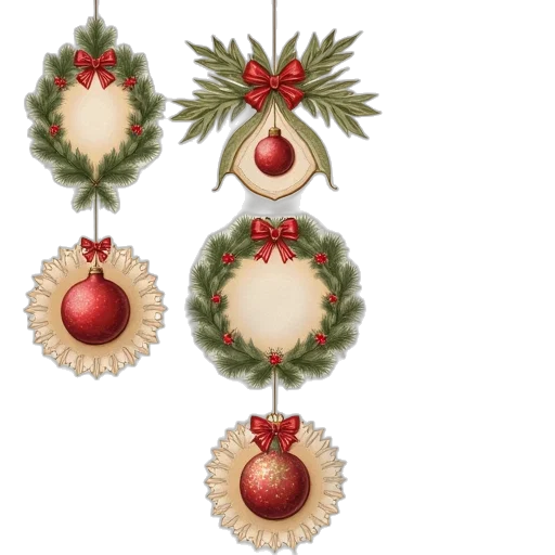 jewelry, 3d render, christmas, vintage transparent PNG cut-out