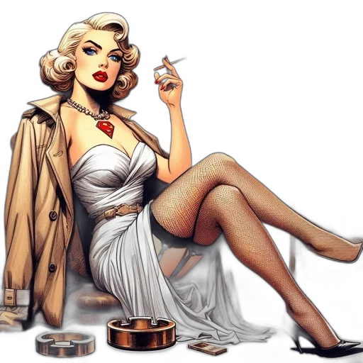 dress, jewelry, photorealistic, comic book art transparent PNG cut-out