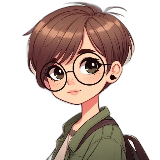 jacket, staff, face, hair transparent PNG cut-out