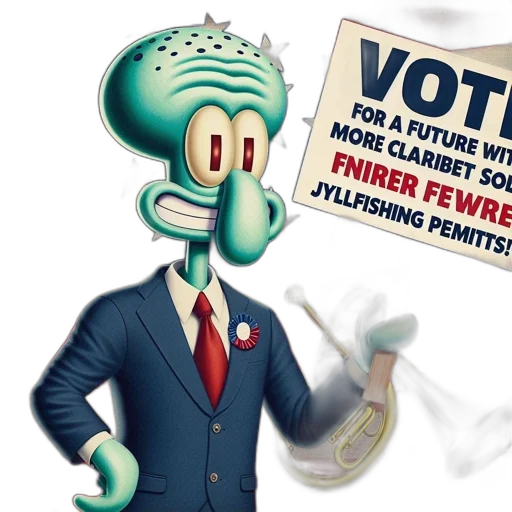 concept art, 3d render, squidward, tentacles transparent PNG cut-out
