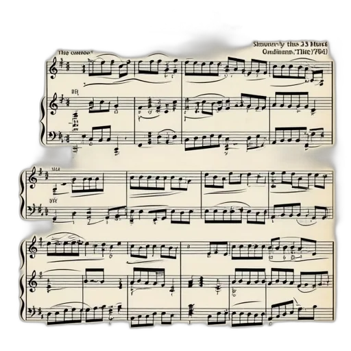 score, bach, cantata, two transparent PNG cut-out