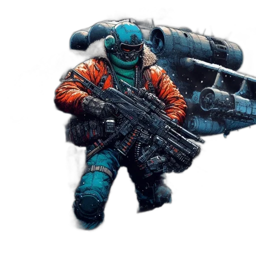 weapon, jacket, robot, staff transparent PNG cut-out