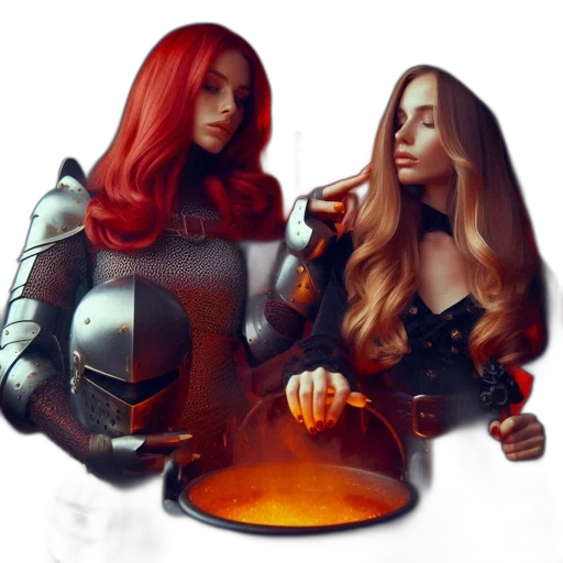 robot, hair, sword, fantasy art transparent PNG cut-out