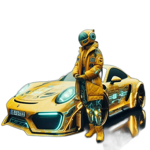 car, jacket, robot, weapon transparent PNG cut-out