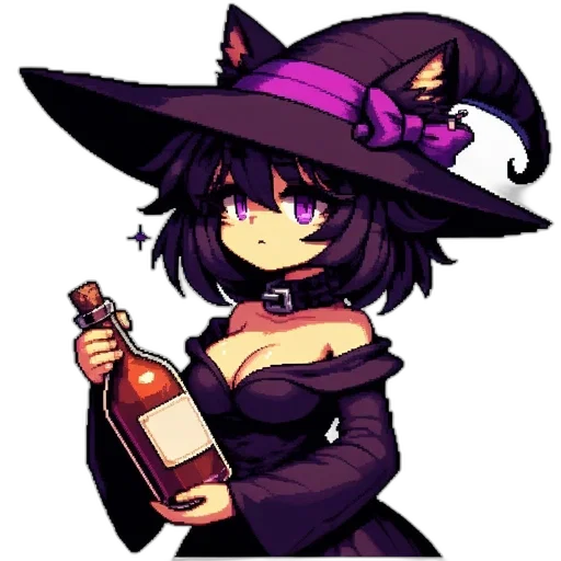 hat, bottle, staff, dress transparent PNG cut-out