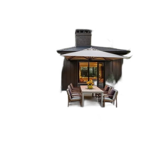furniture, building, umbrella, 3d render transparent PNG cut-out