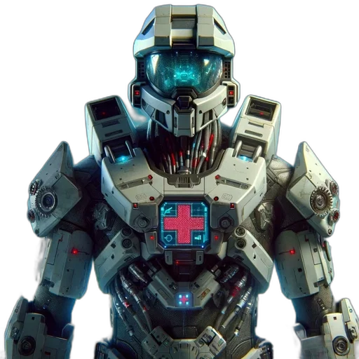robot, weapon, 3d render, concept art transparent PNG cut-out