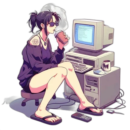 robot, weapon, furniture, vaporwave transparent PNG cut-out
