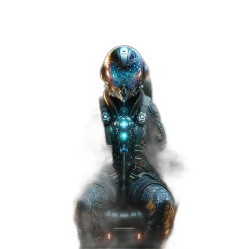 robot, creature, mask, weapon transparent PNG cut-out