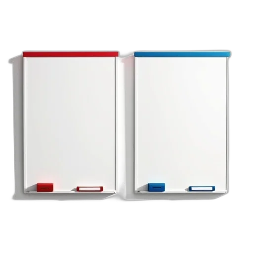 3d render, two, identical, whiteboards transparent PNG cut-out