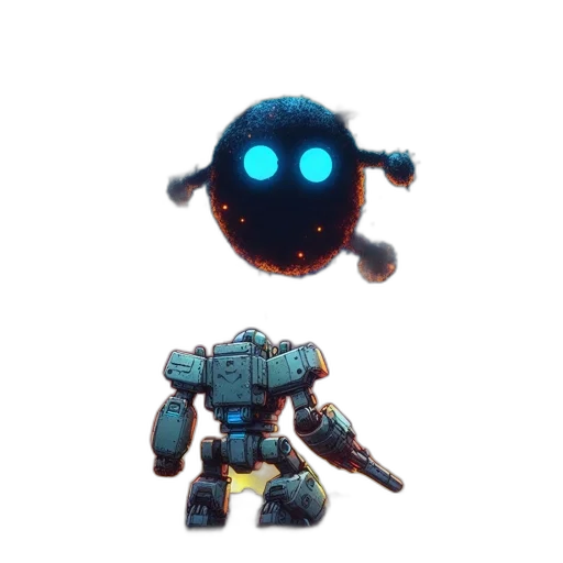 robot, creature, staff, weapon transparent PNG cut-out