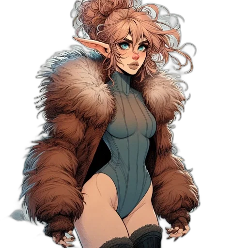 jacket, creature, staff, dress transparent PNG cut-out