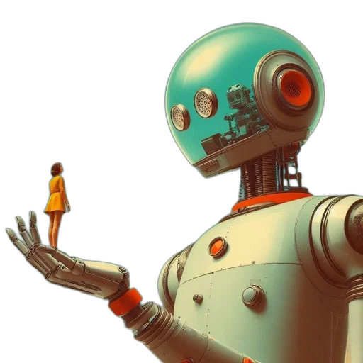 robot, concept art, 3d render, cyberpunk transparent PNG cut-out