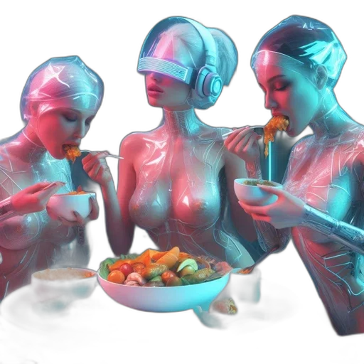 food, concept art, 3d render, cyberpunk transparent PNG cut-out