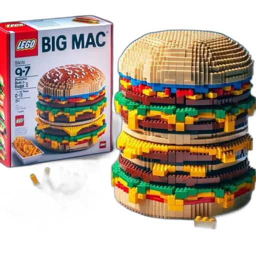 food, 3d render, lego, build transparent PNG cut-out