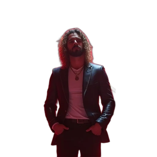 jacket, hair, vaporwave, neon lights transparent PNG cut-out