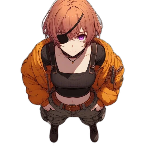jacket, staff, weapon, mask transparent PNG cut-out