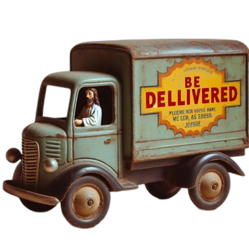 concept art, vintage-style, truck, green transparent PNG cut-out