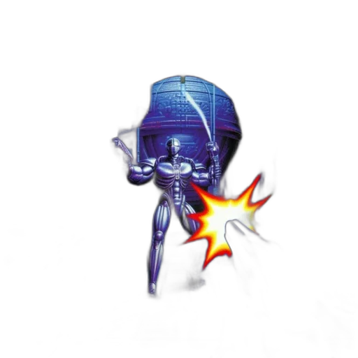robot, weapon, staff, hat transparent PNG cut-out