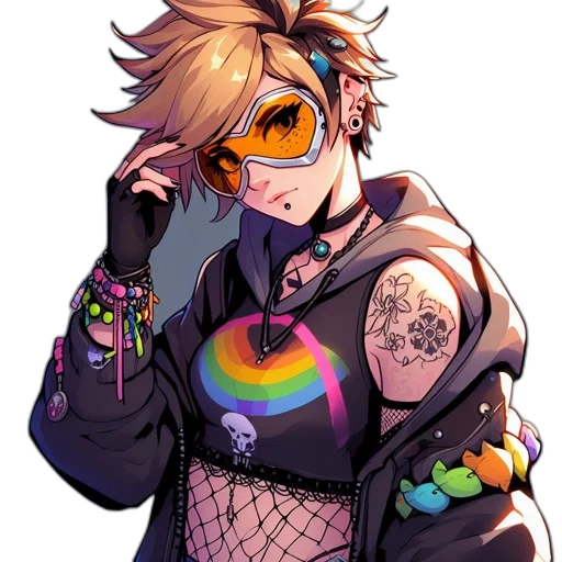 jacket, staff, cyberpunk, pixel art transparent PNG cut-out