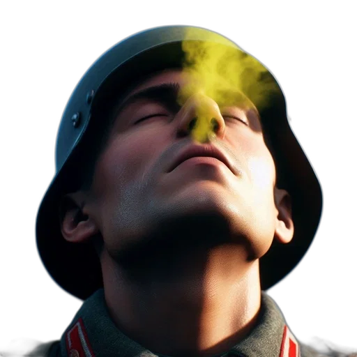 face, hat, jacket, weapon transparent PNG cut-out