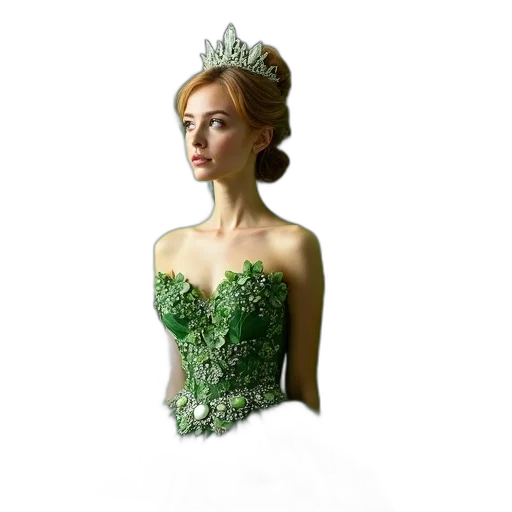 crown, dress, jewelry, photorealistic transparent PNG cut-out