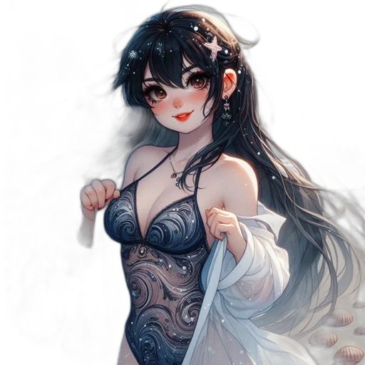 dress, staff, jewelry, fantasy art transparent PNG cut-out