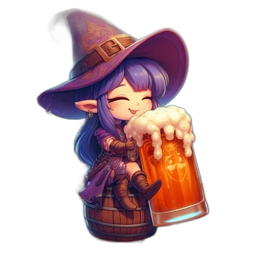staff, bottle, hat, pixel art transparent PNG cut-out