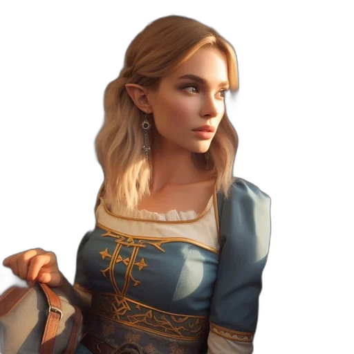 dress, face, crown, staff transparent PNG cut-out