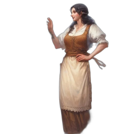 dress, staff, jewelry, face transparent PNG cut-out