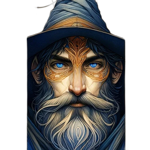 face, mask, staff, fantasy art transparent PNG cut-out