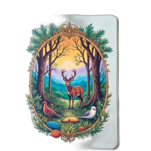 fantasy art, forest, colorful, illustration transparent PNG cut-out