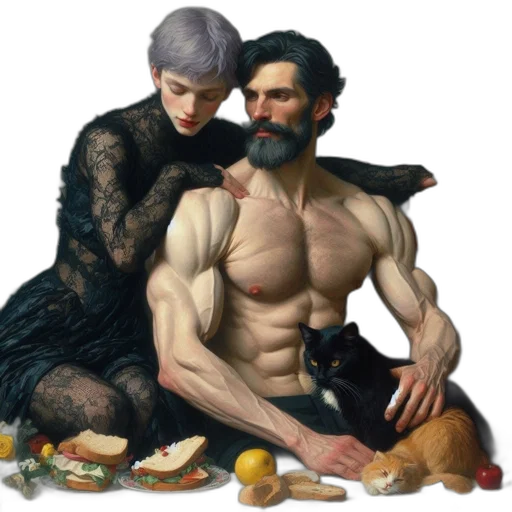 food, oil painting, photorealistic, cyberpunk transparent PNG cut-out