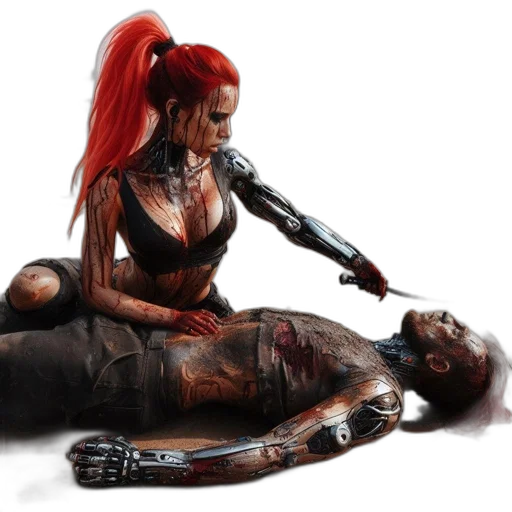 cyberpunk, concept art, comic book art, 3d render transparent PNG cut-out